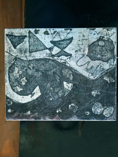 Etching copper plate by Maehara